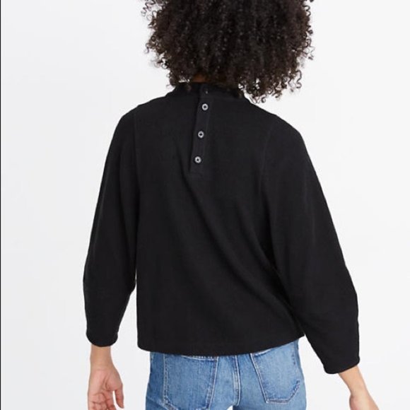 Madewell Tops - Madewell Button Back Mock Neck Top Black Sz s